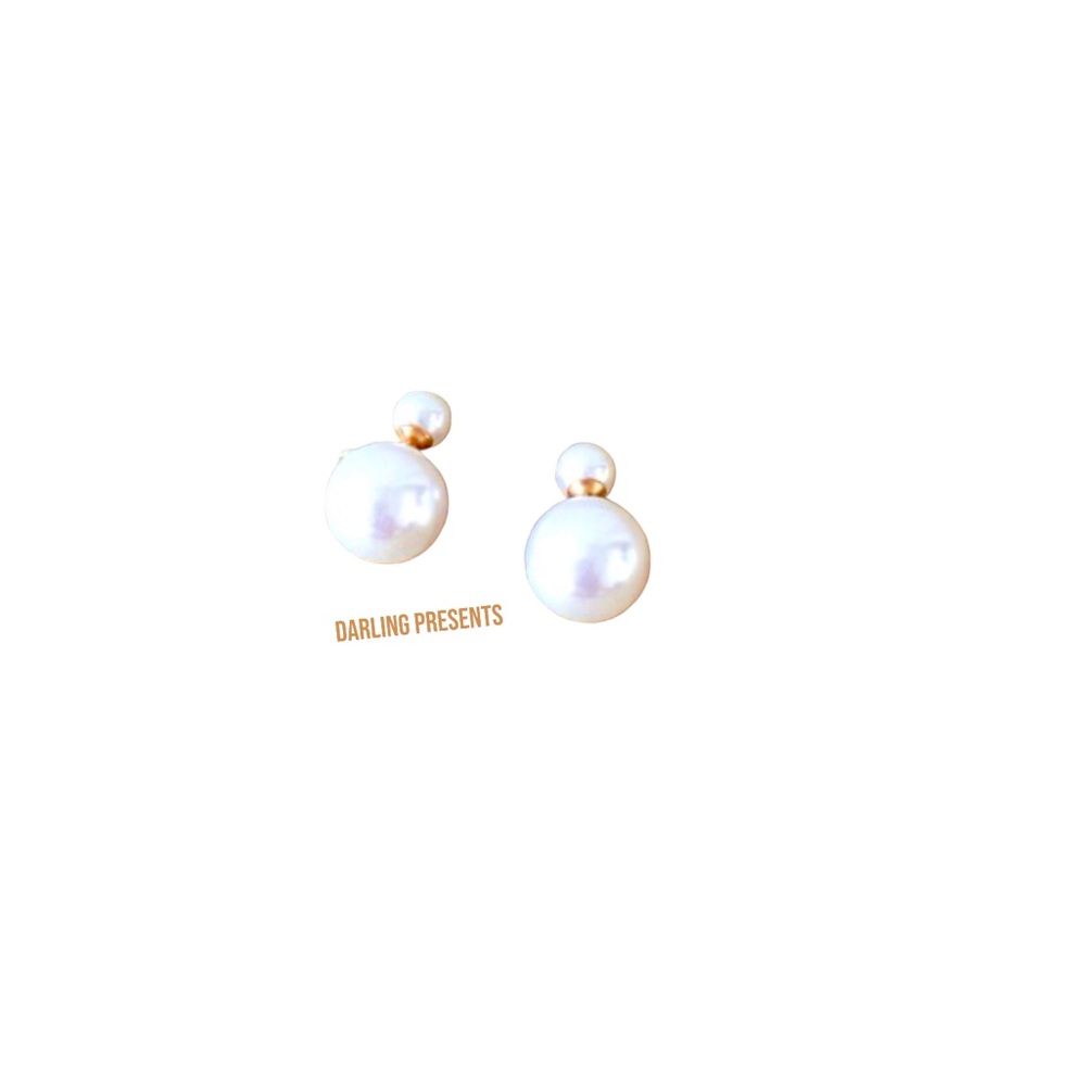 Pearl Double Sided Earrings Women Color White & Gold
